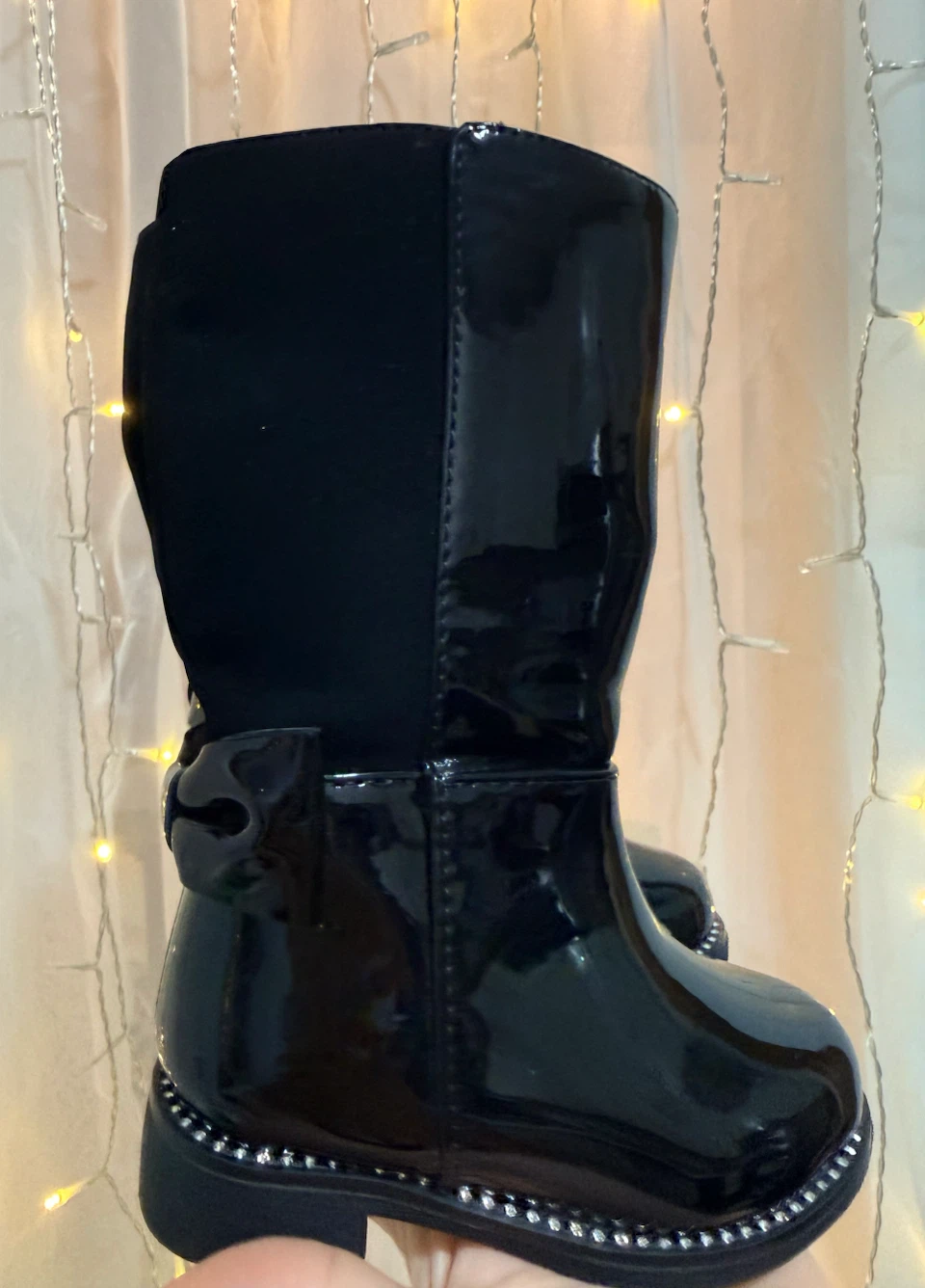 Black Patent Boots with Bows for girls- Size 5 - photo 2