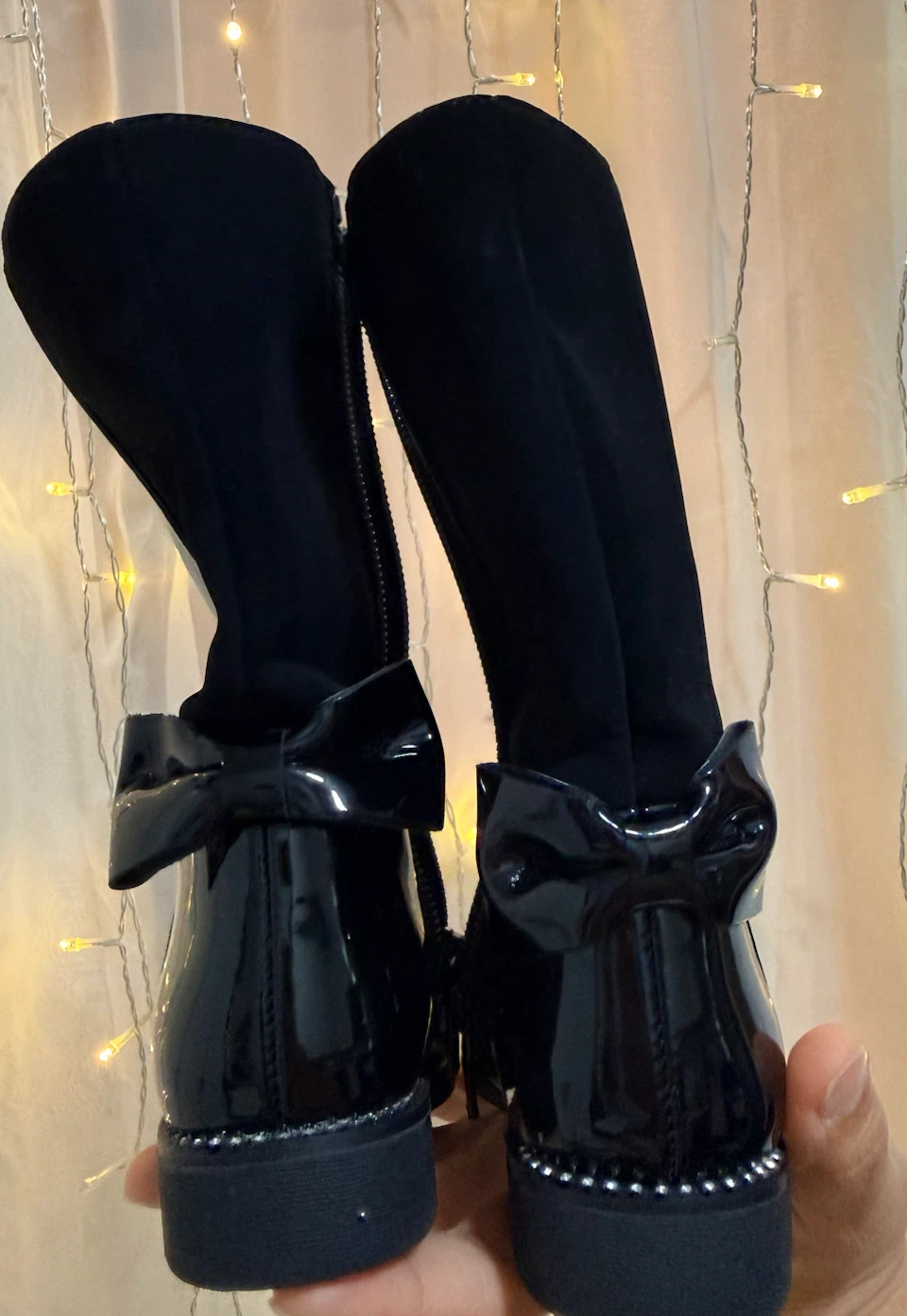 Black Patent Boots with Bows for girls- Size 5 - photo 3