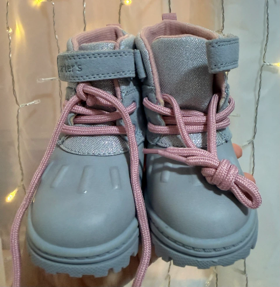 Pink & Gray Toddler- baby girl Boots- Size 5