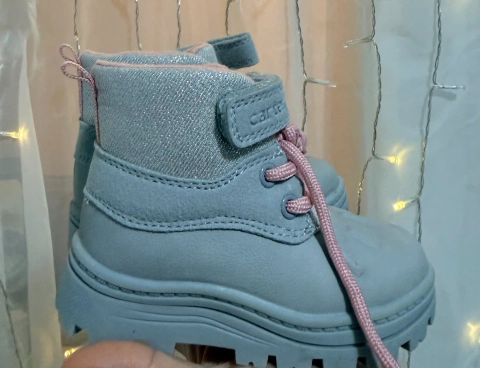Pink & Gray Toddler- baby girl Boots- Size 5 - photo 2
