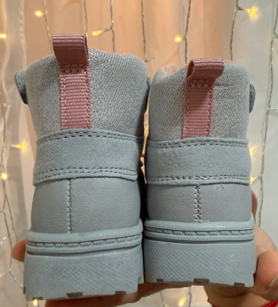 Pink & Gray Toddler- baby girl Boots- Size 5 - photo 3