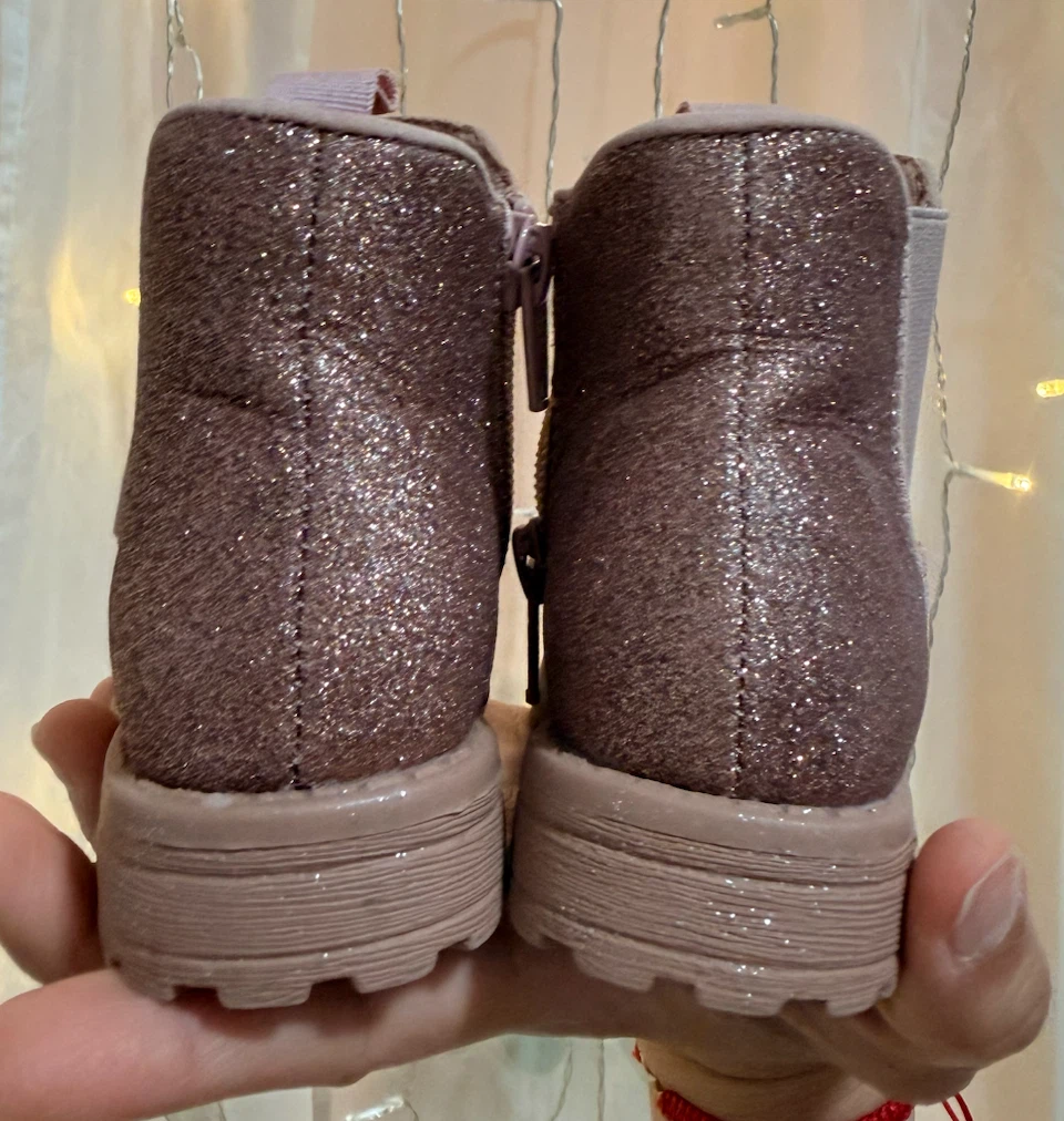 Pink Glitter baby girl Ankle Boots- Size 5 - photo 3