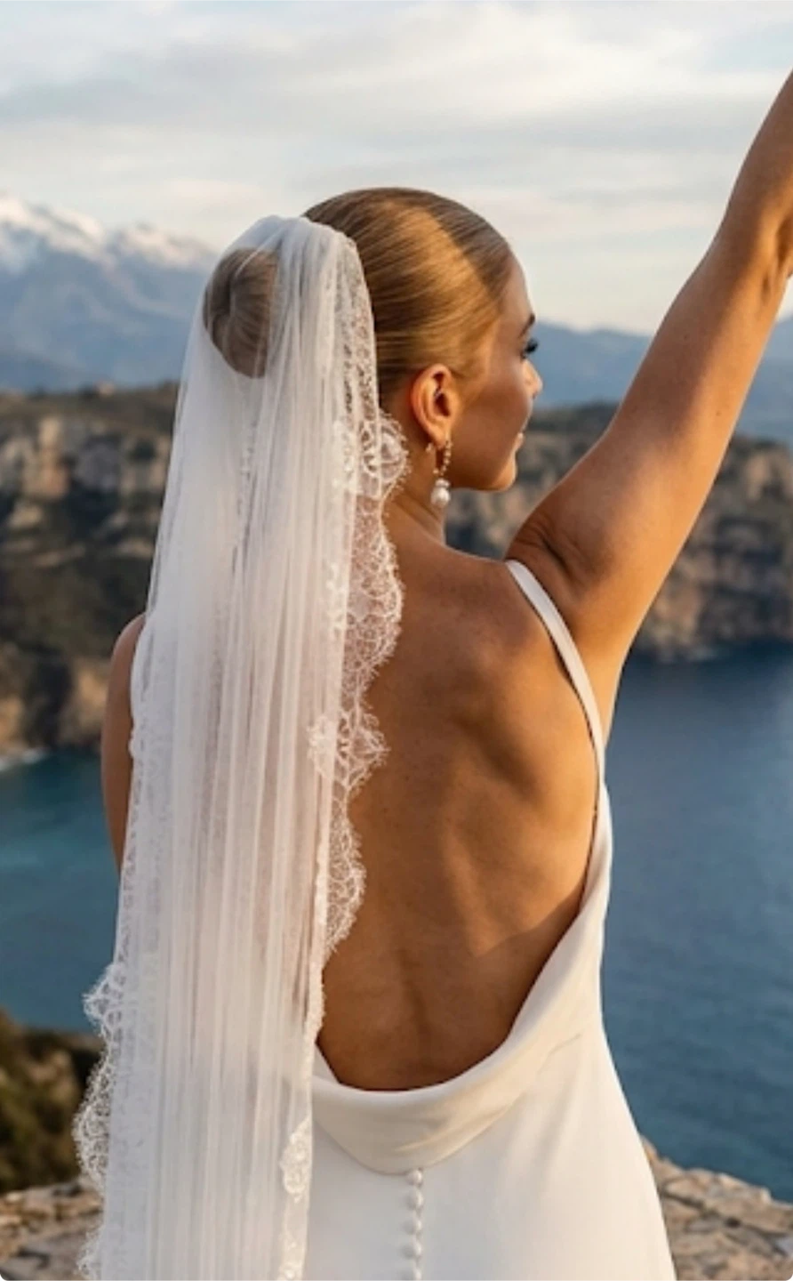 Wedding Veil - White Lace Trim - photo 5