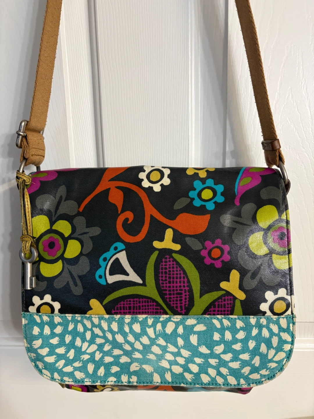 Fossil Key-Per Floral Boho Crossbody Messenger Bag