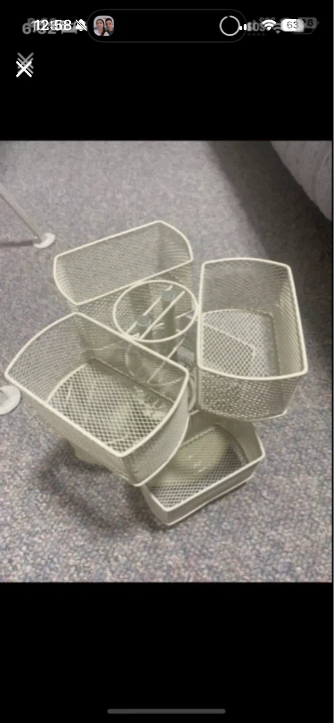 White Mesh Rotating Desk Organizer