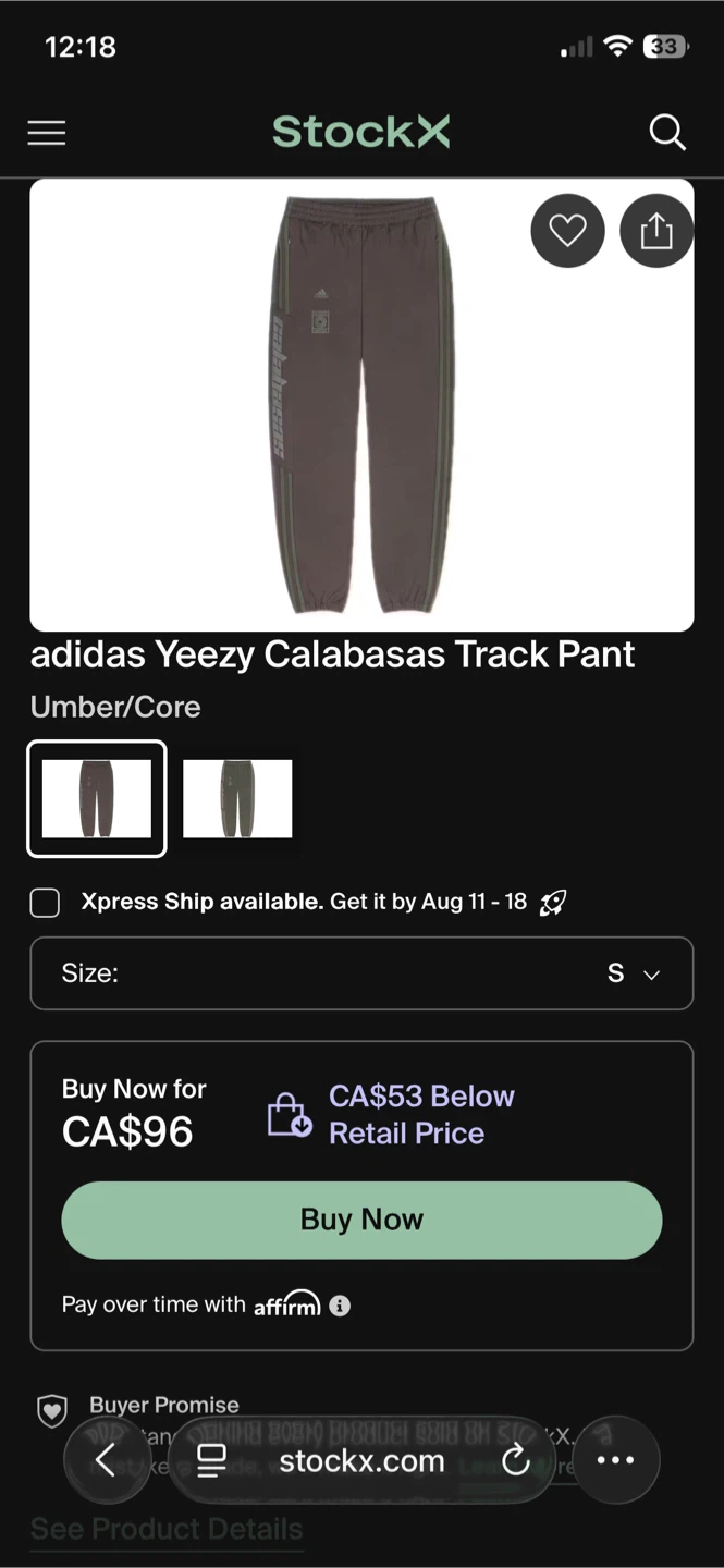 Adidas Calabasas Track Pants Size S