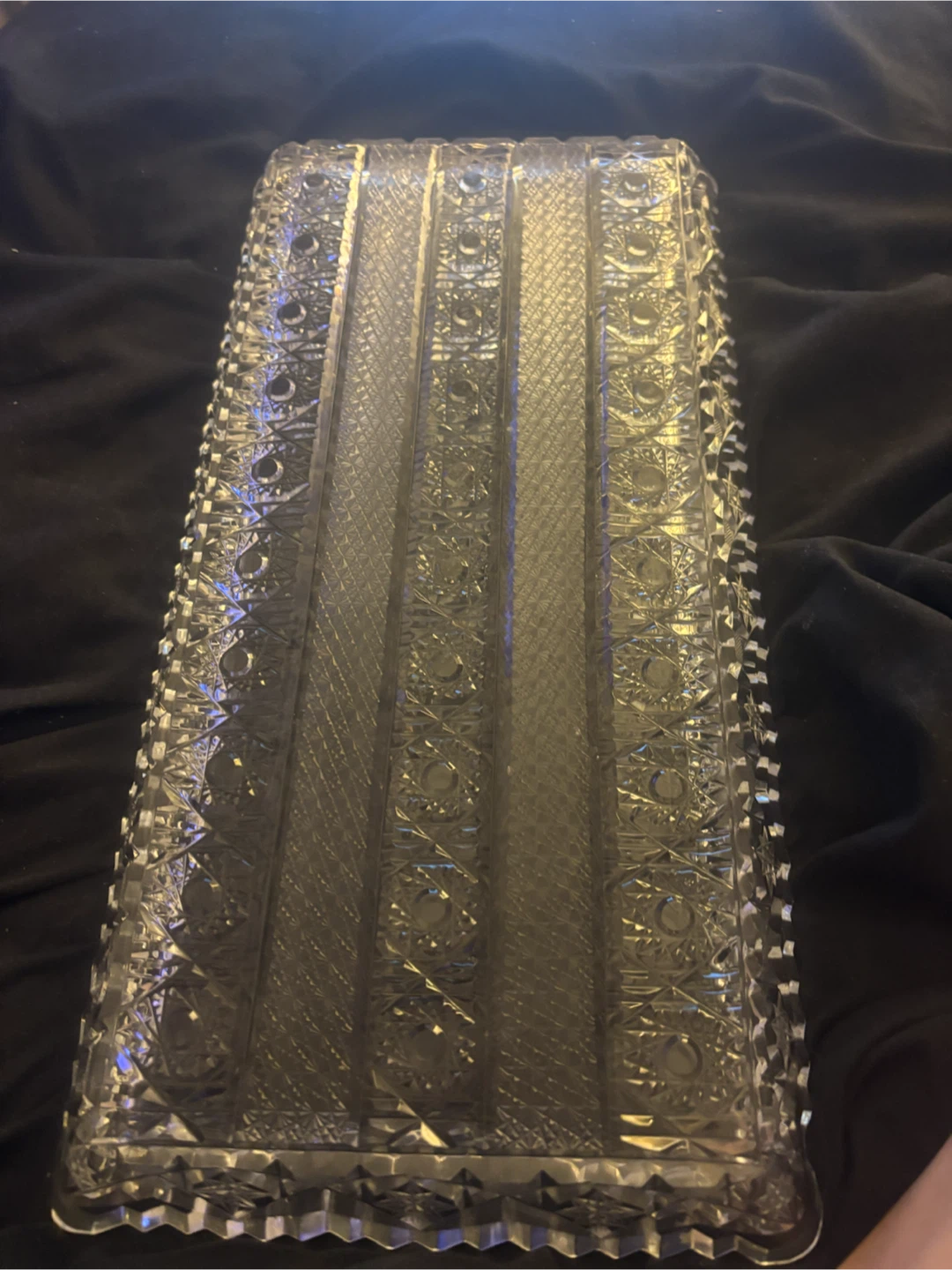 Vintage Etched  Crystal Glass Tray