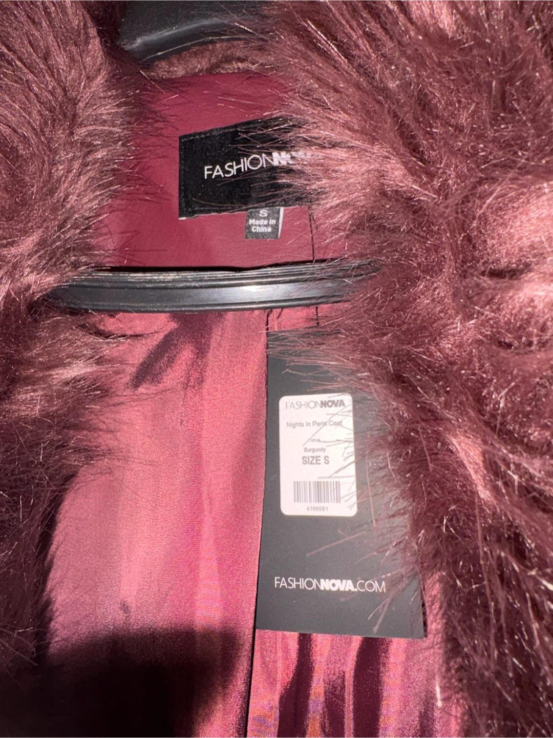 Fashion Nova Nights in Paris Coat - Burgundy - Size S - photo 3