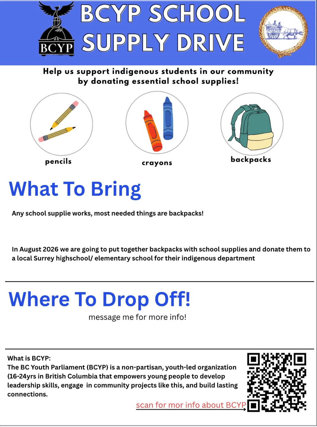 BCYP School Supply Drive Donation