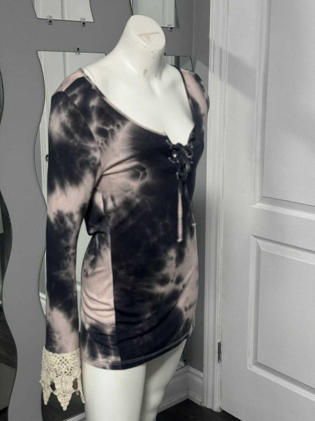 VENUS Tie Dye Long Sleeve Top with Lace Cuffs  (Small) - photo 3
