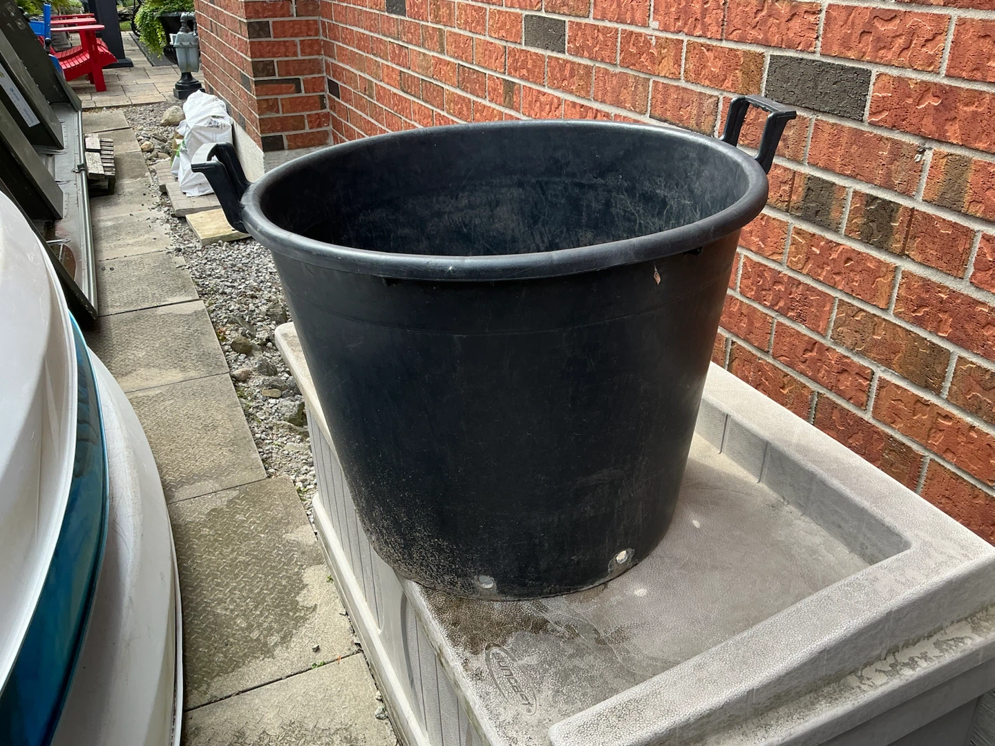 Black Plastic Tub with Handles - 110L