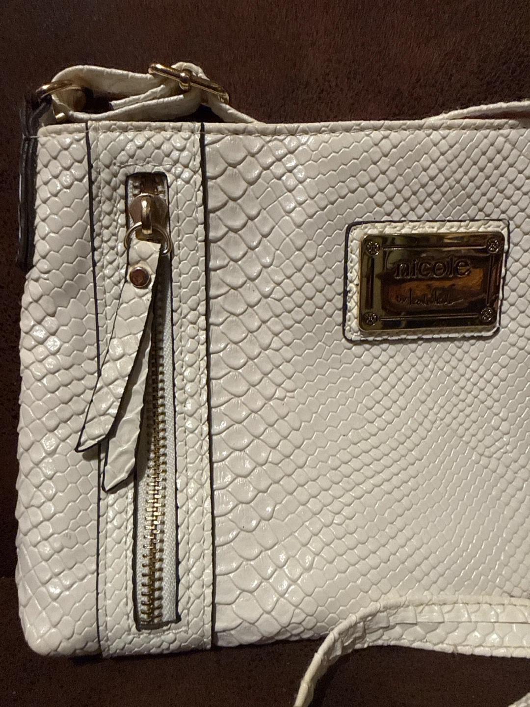 Nicole Miller White Snakeskin Crossbody Bag - photo 2