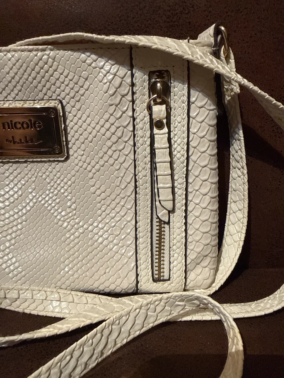 Nicole Miller White Snakeskin Crossbody Bag - photo 3