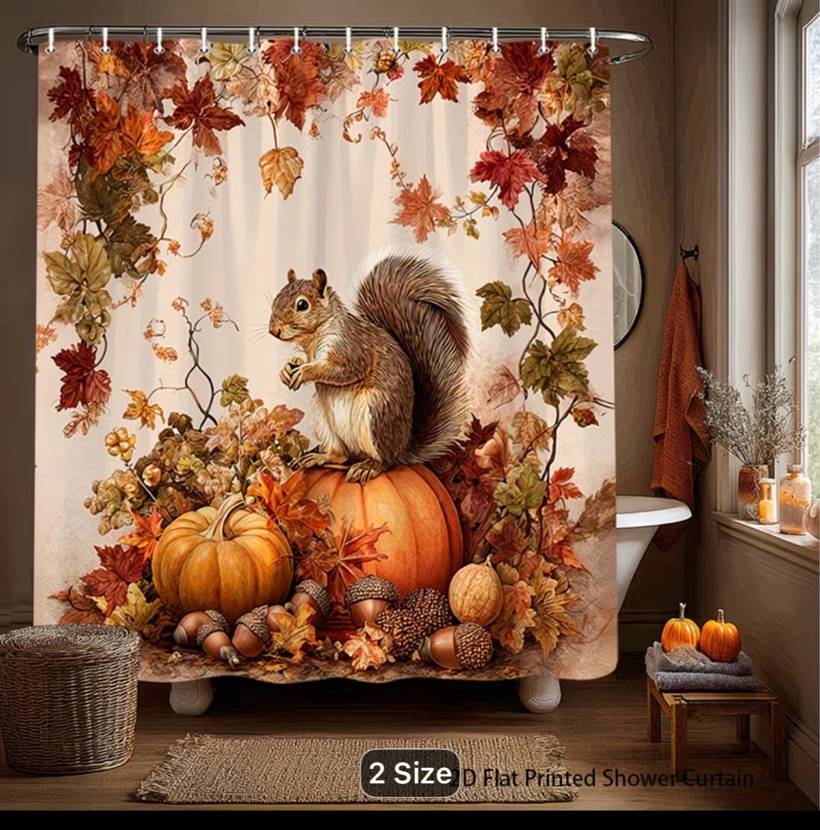 Squirrel/Pumpkin Shower Curtain