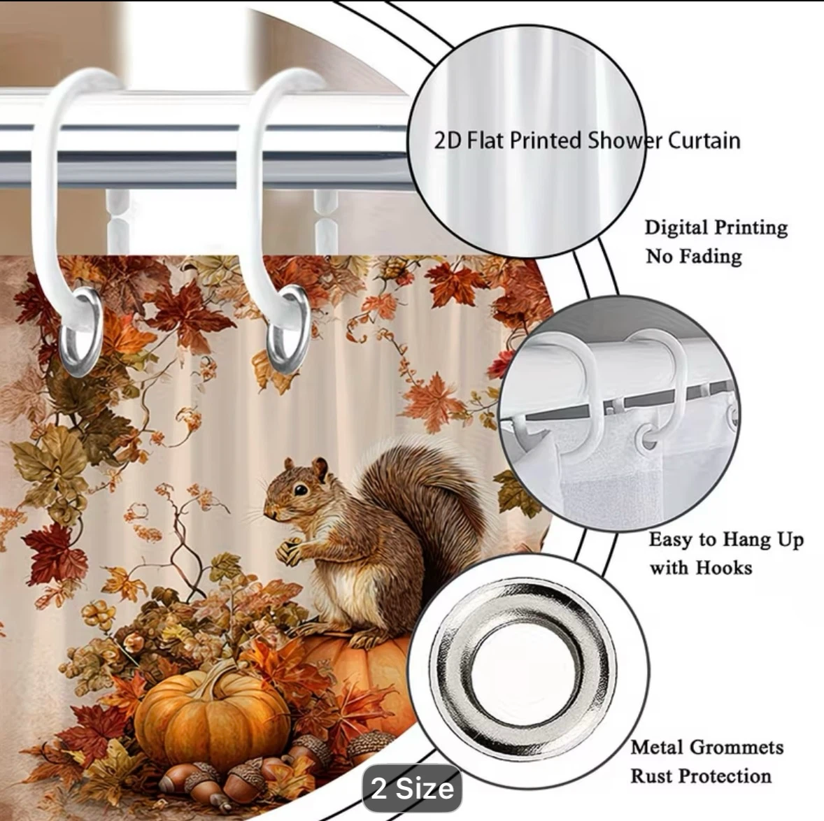 Squirrel/Pumpkin Shower Curtain - photo 2