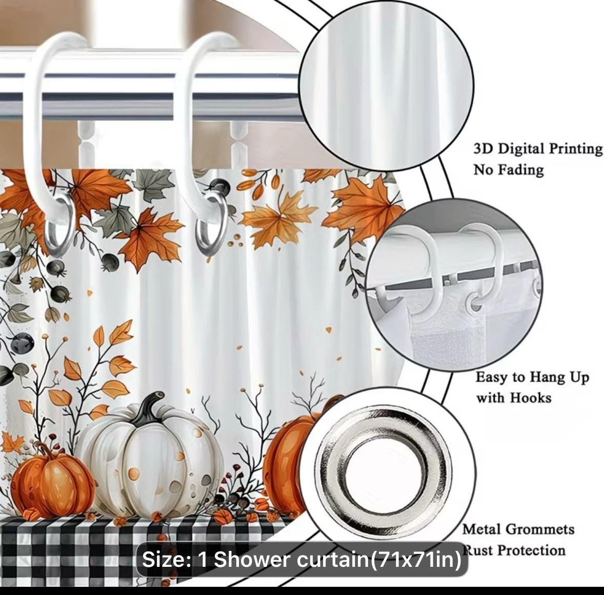 Fall Country Pumpkin Shower Curtain - photo 2