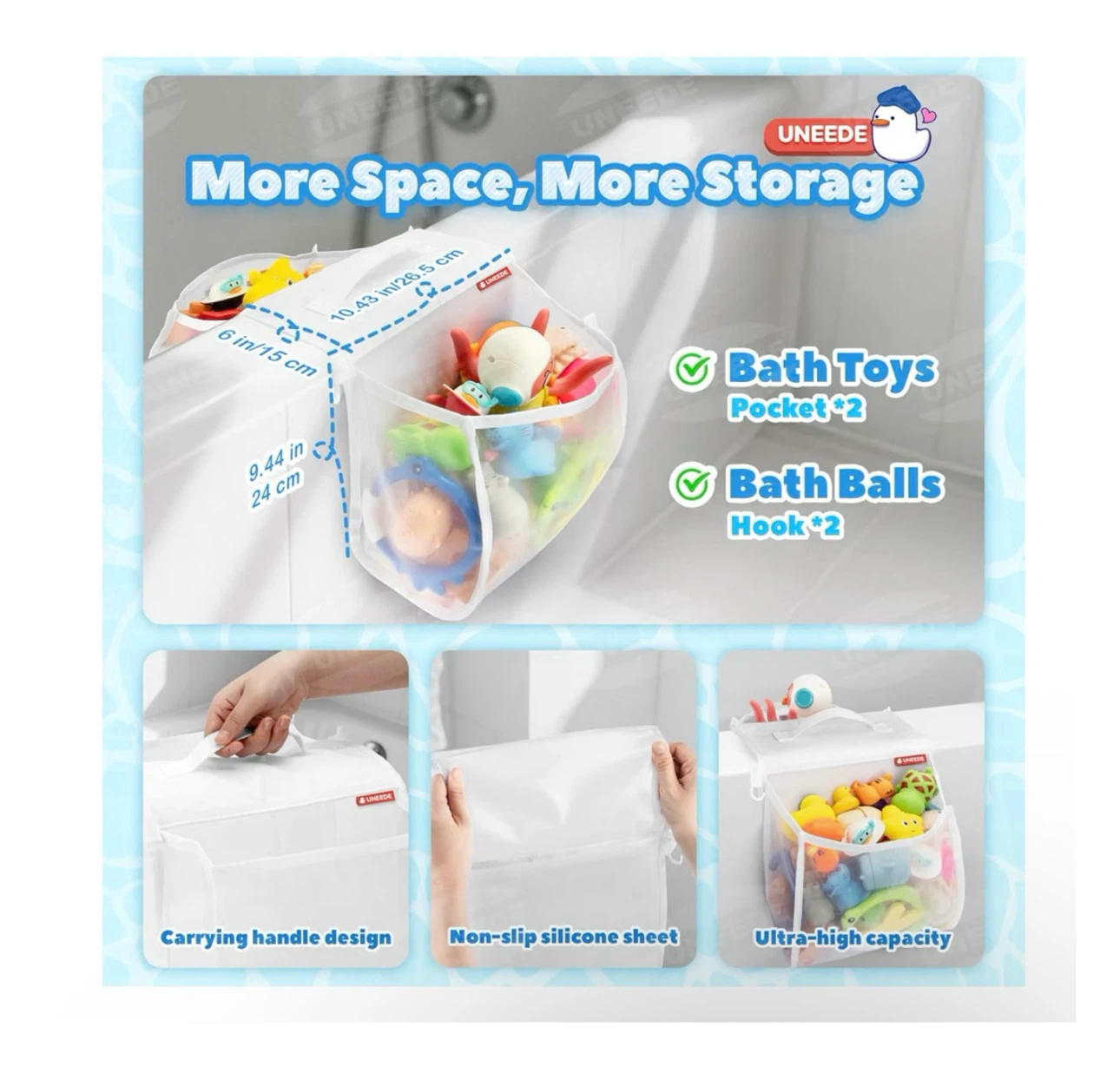 Brand new 2 Compartments Mesh Bath Toy Storage Organizer - photo 3
