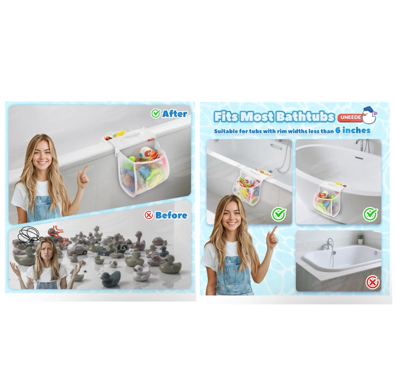 Brand new 2 Compartments Mesh Bath Toy Storage Organizer - photo 4