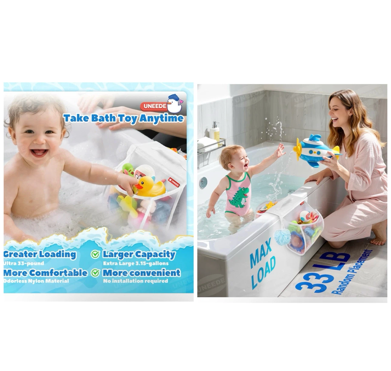 Brand new 2 Compartments Mesh Bath Toy Storage Organizer - photo 5
