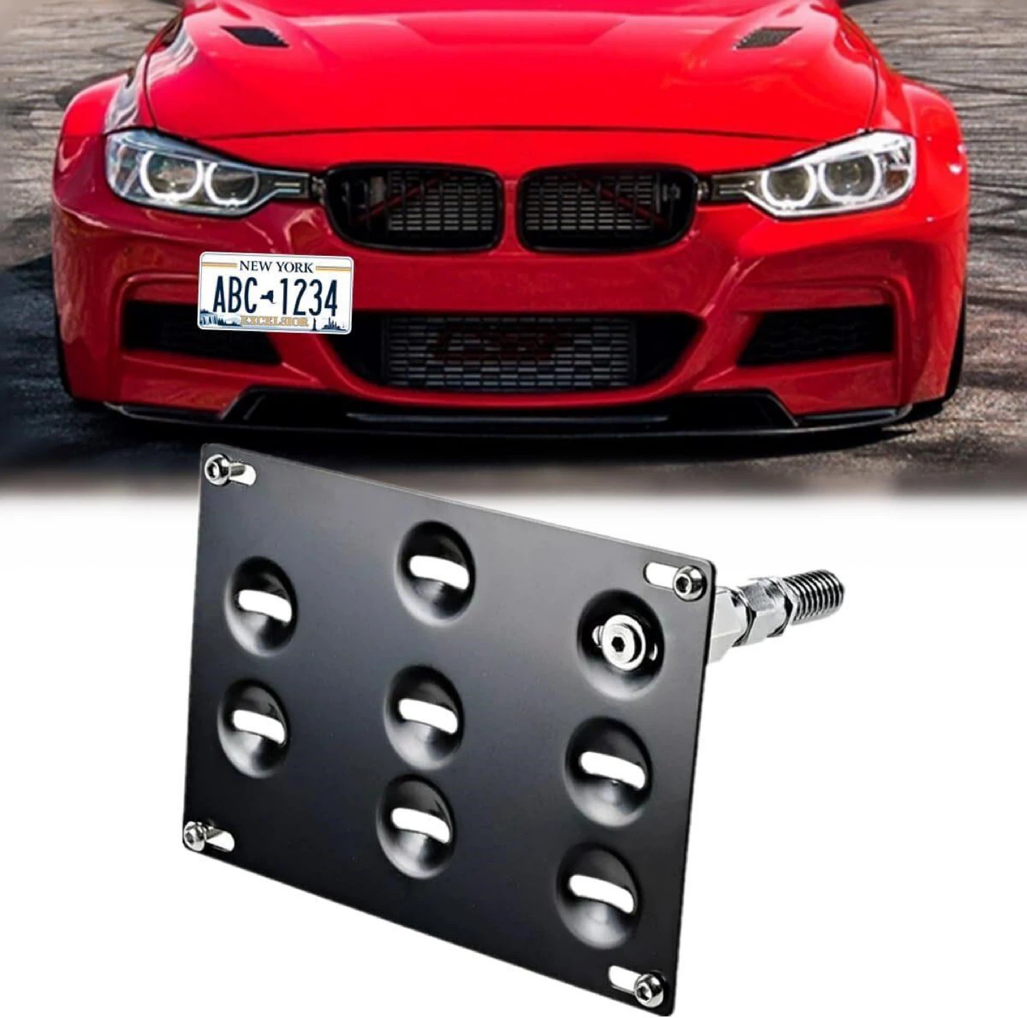 Drill-Free Front Tow Hook License Plate Frame - BMW - New