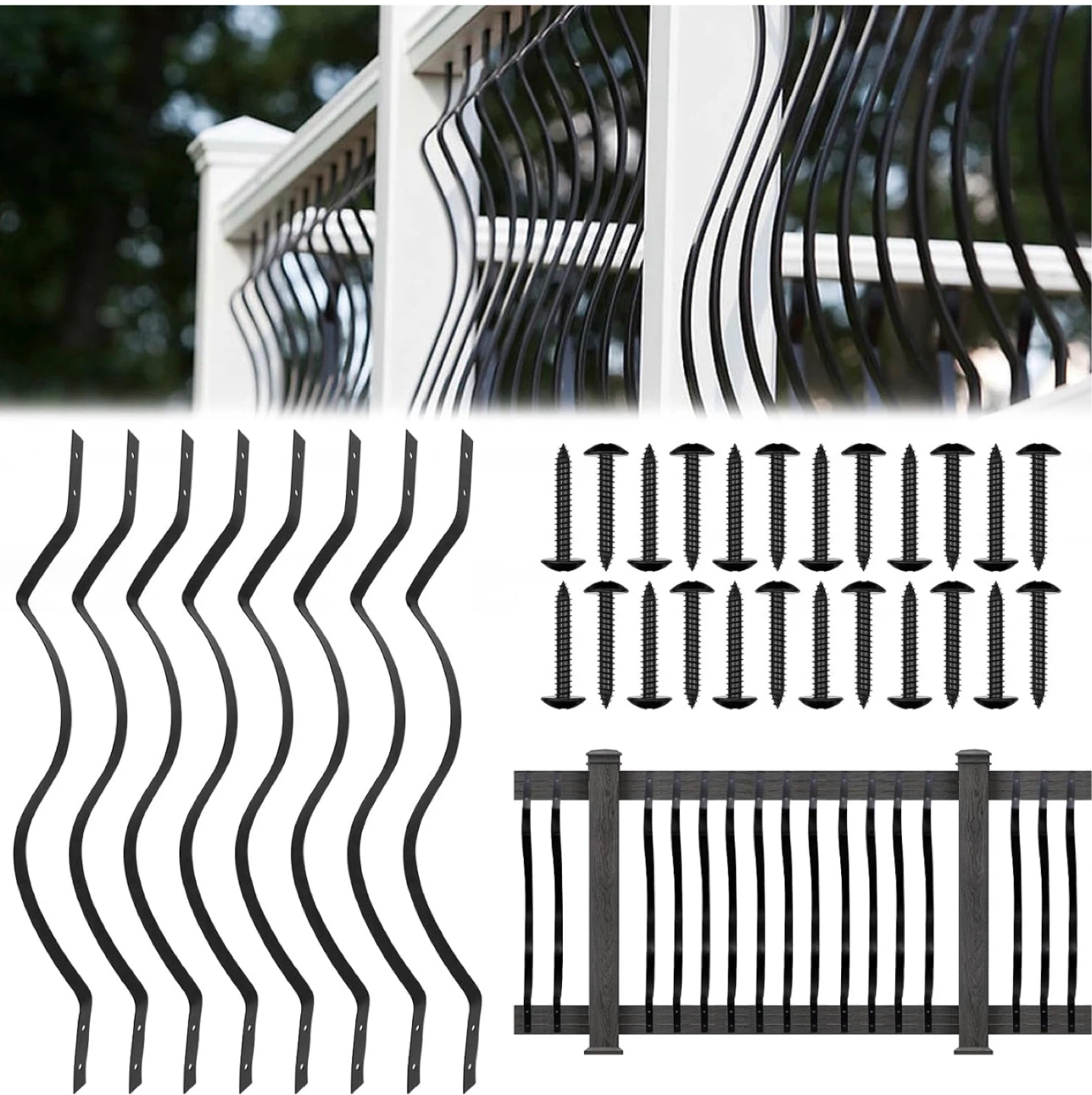 Deck Balusters 32-1/4 Inches - 52pcs Curve Iron - BNIB