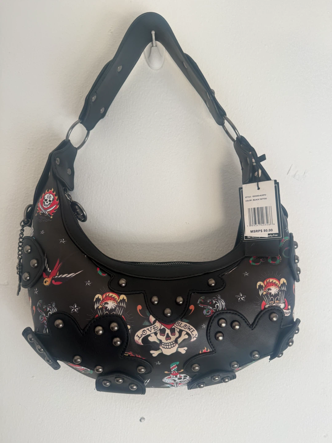 Ed Hardy Black Tattoo Hobo Bag