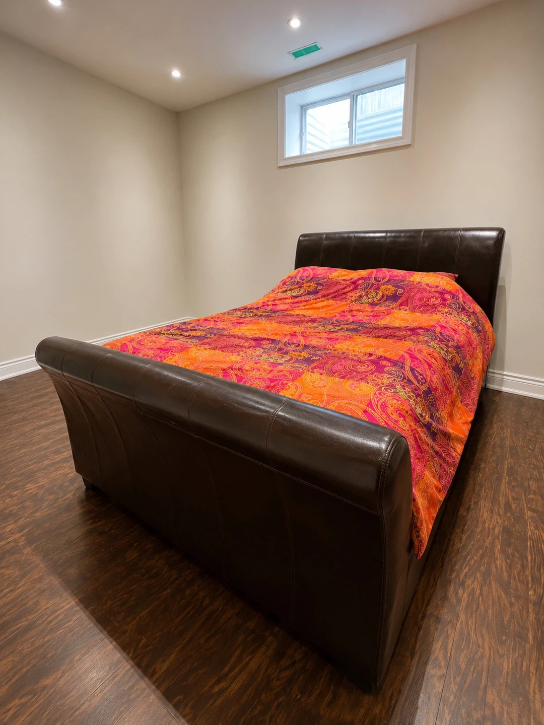 Brown Faux Leather Sleigh Bed Frame