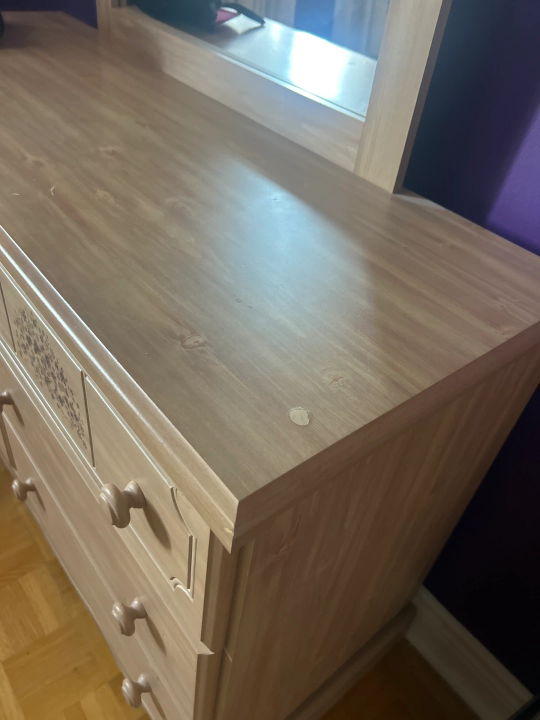 Light Wood Dresser with Mirror