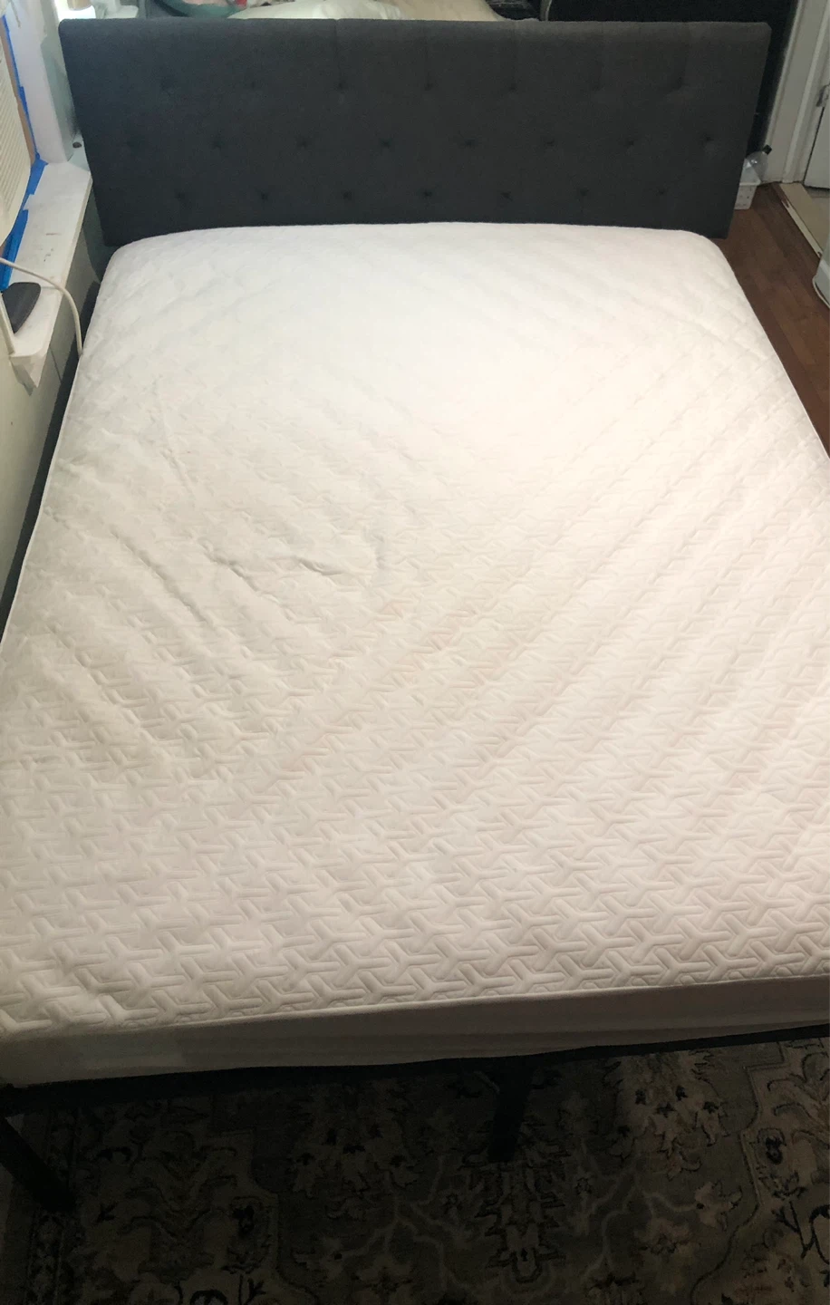 Gray Upholstered Headboard Bed Frame - photo 2