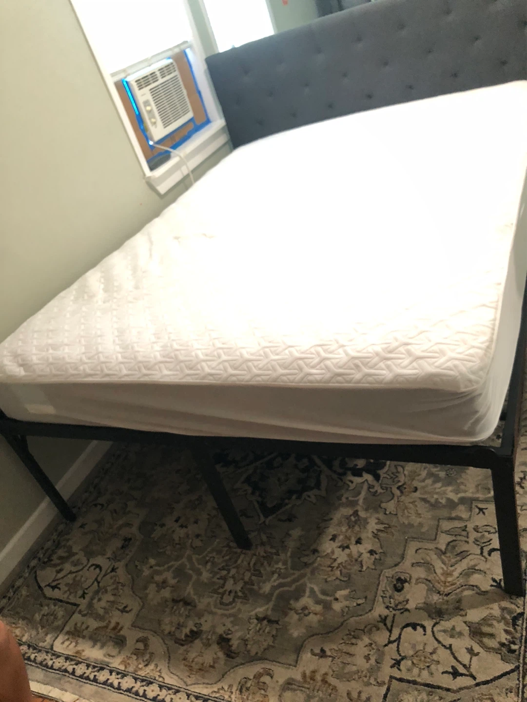 Gray Upholstered Headboard Bed Frame