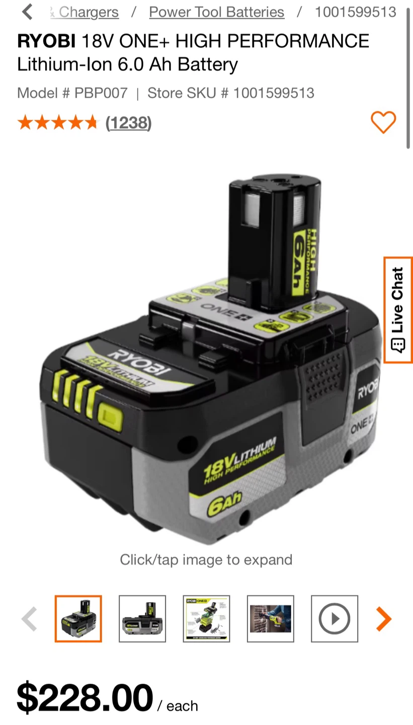 RYOBI 18V ONE+ HIGH PERFORMANCE Lithium-Ion 6.0 Ah Battery - photo 2