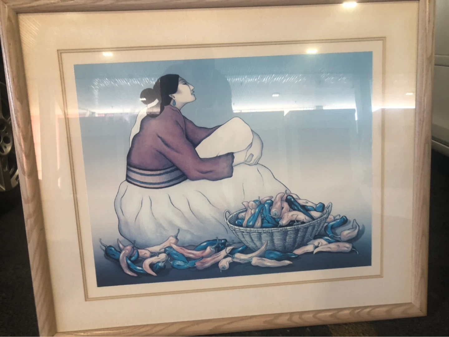 Framed Art Print of Woman with Basket of Peppers - photo 3
