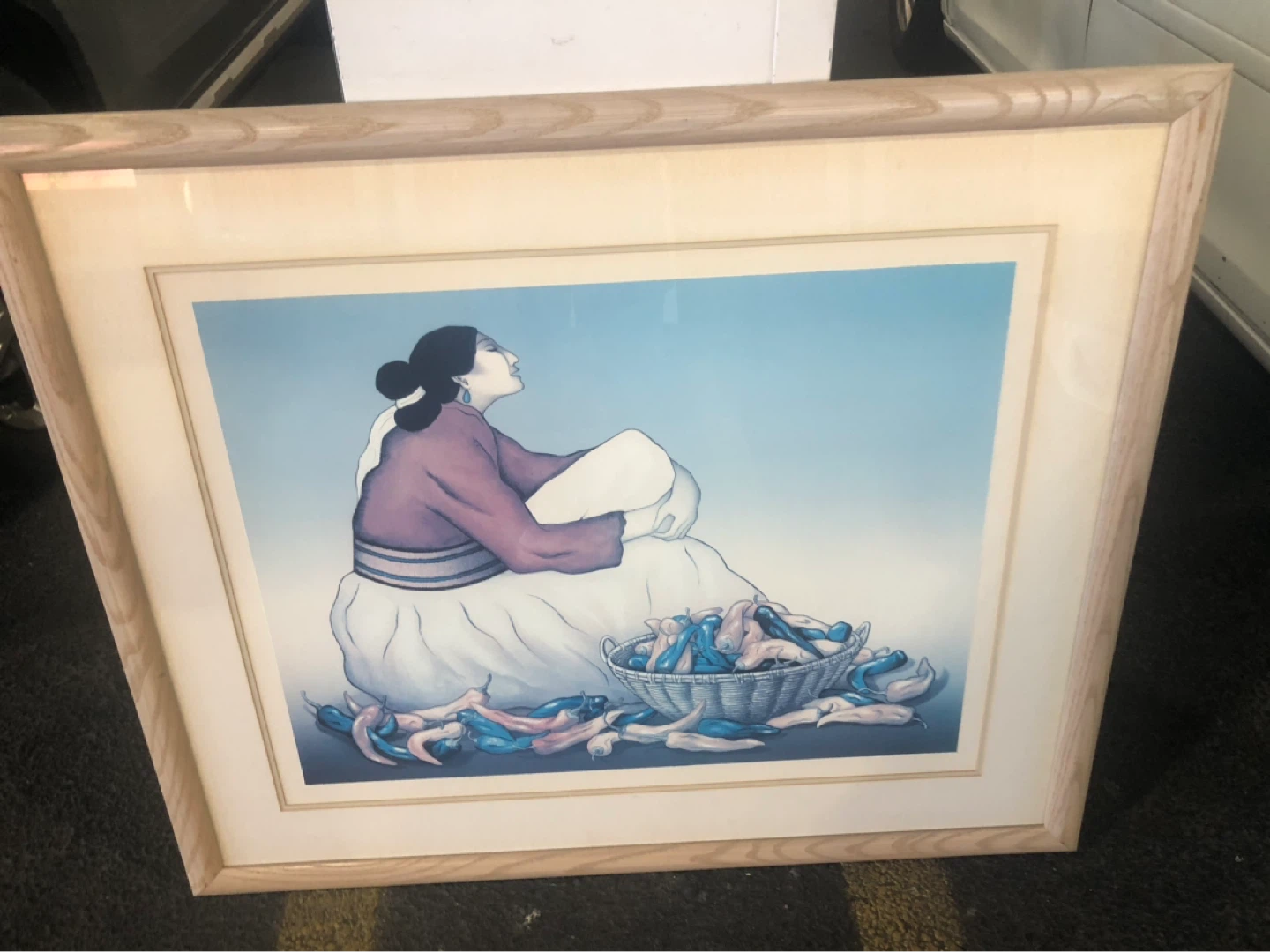 Framed Art Print of Woman with Basket of Peppers - photo 2