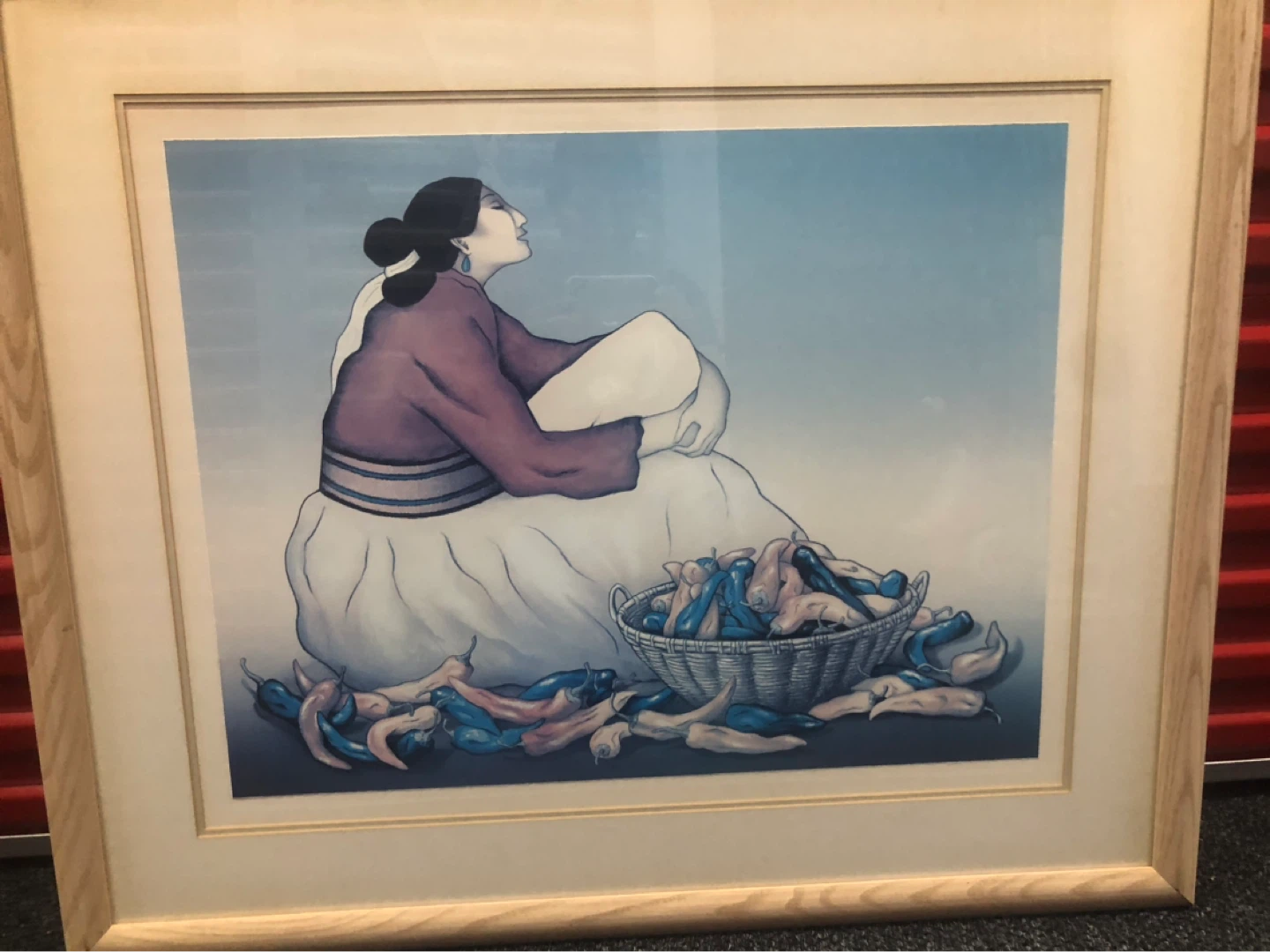 Framed Art Print of Woman with Basket of Peppers - photo 4
