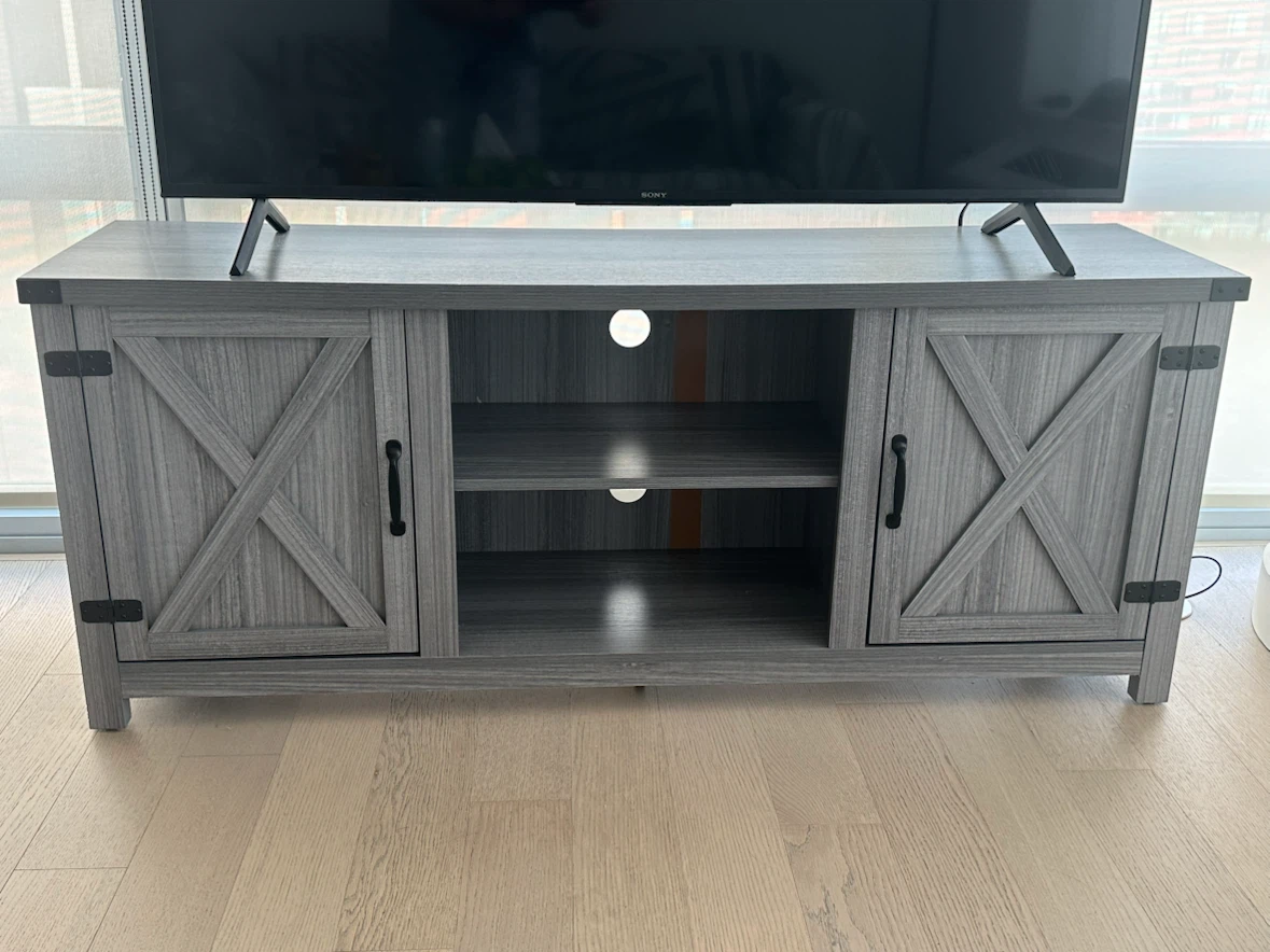 Gray Farmhouse TV Stand for TVs up to 65 inches