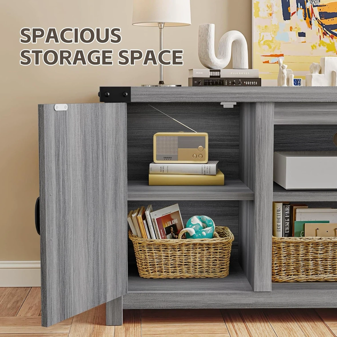 Gray Farmhouse TV Stand for TVs up to 65 inches - photo 3