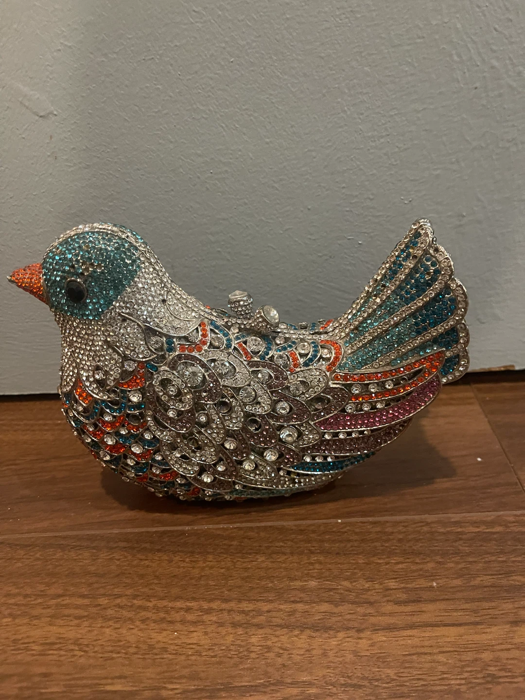 Rhinestone Bird Clutch Purse