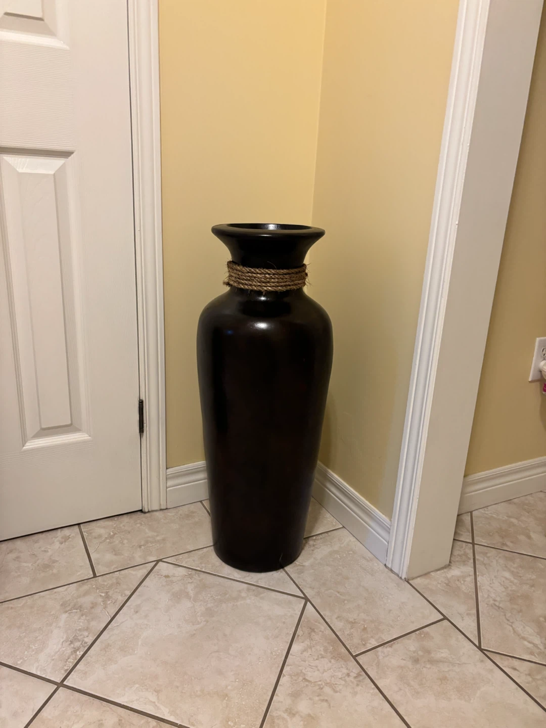 Tall Floor Vase with Rope Accent