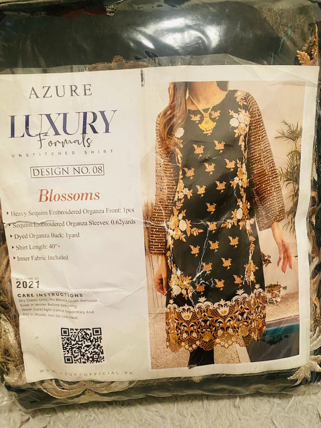 New ( Unstitched) Azure Luxury Formals "Blossoms" Shirt