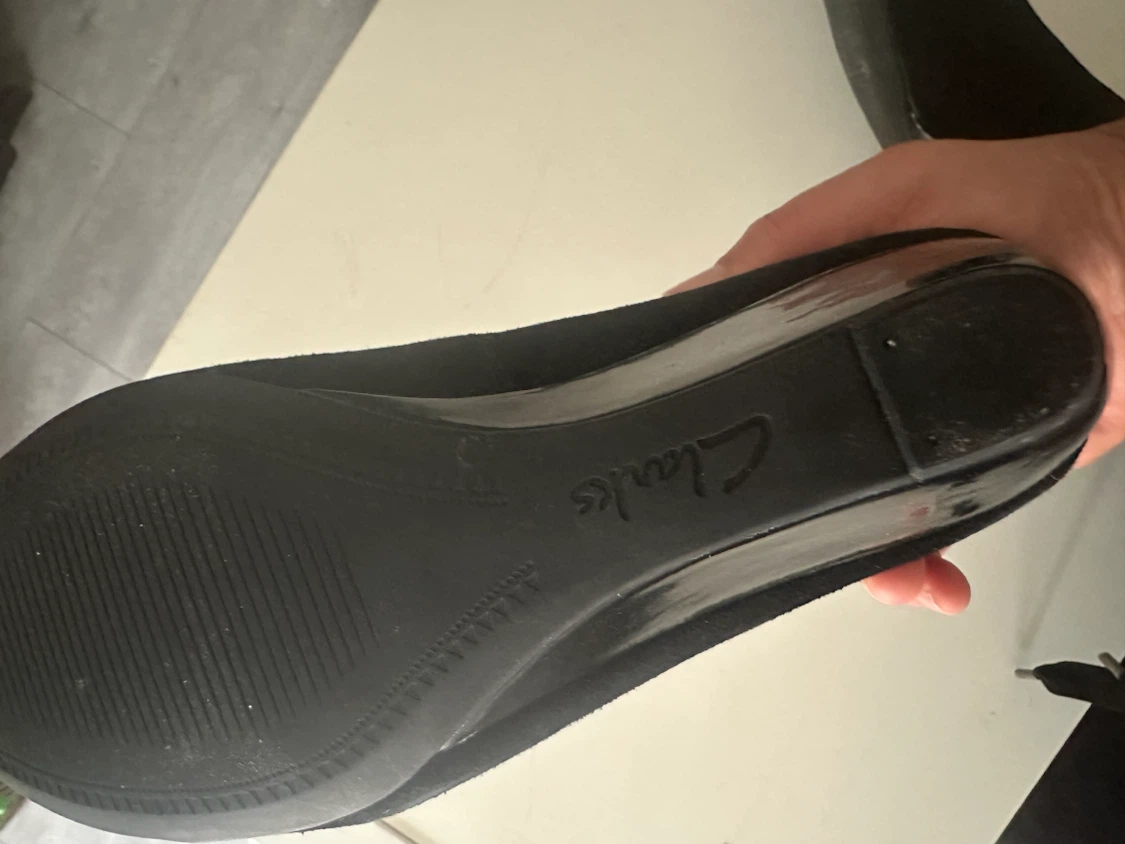 Clarks Bassett Mine Black Suede Wedge Heels - Size 8 - photo 4