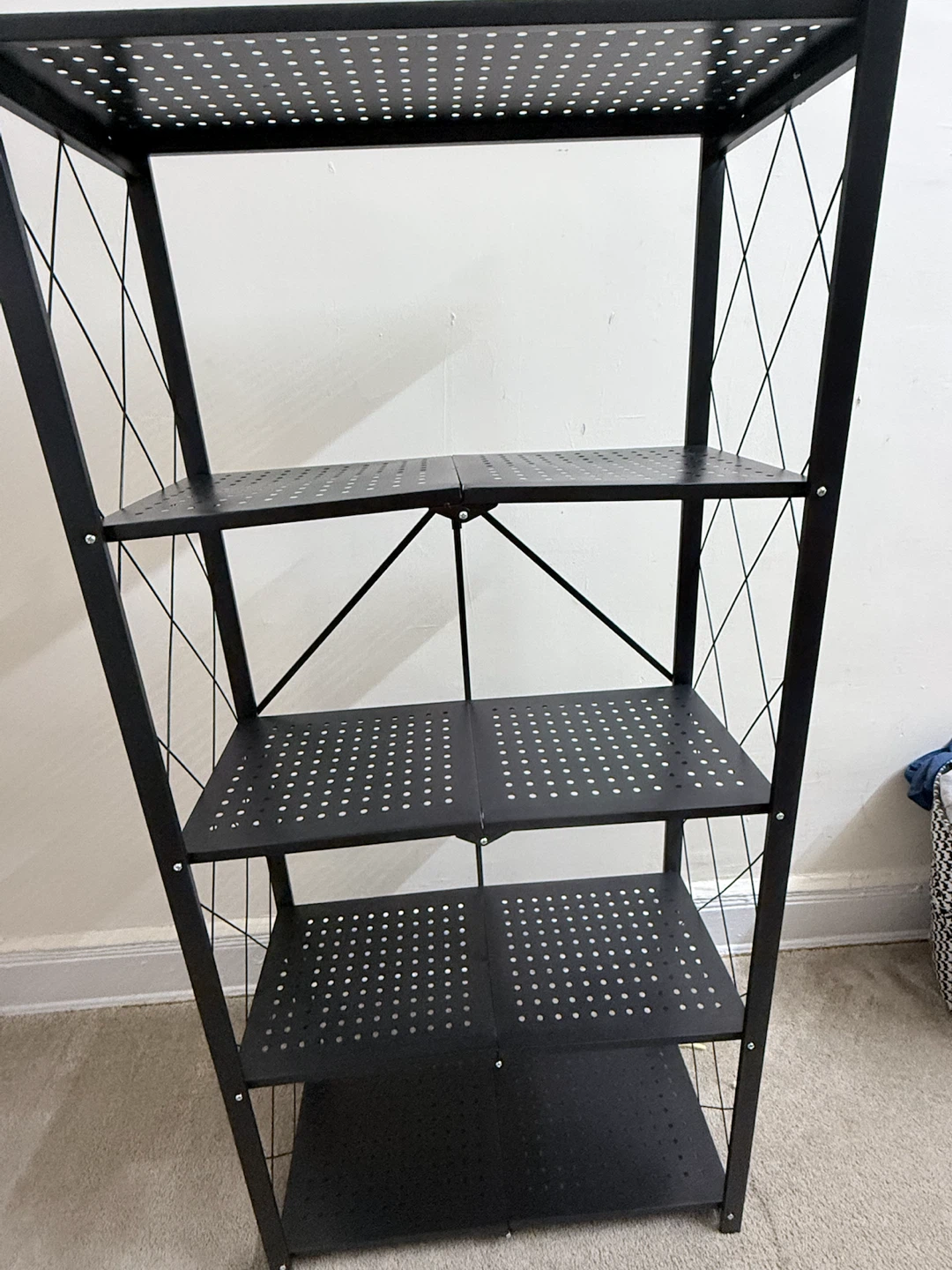 Black 5-Tier Folding Shelf Unit
