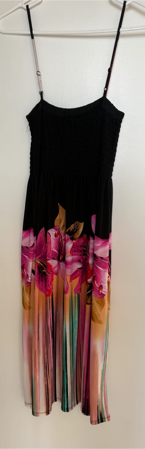 Large 16-18 Black & Floral Maxi Dress - photo 3