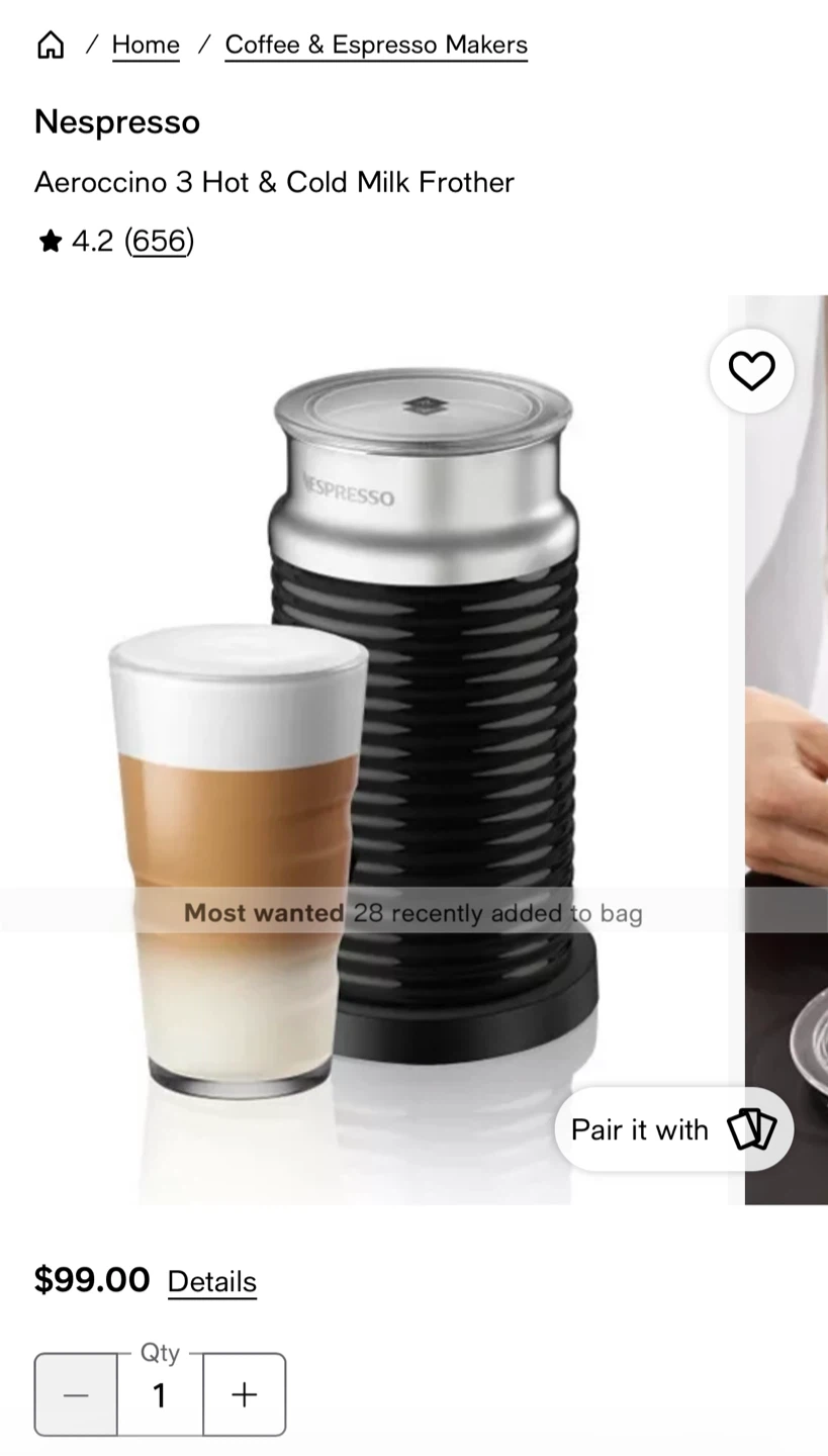 Nespresso Aeroccino 3 Hot & Cold Milk Frother - photo 2