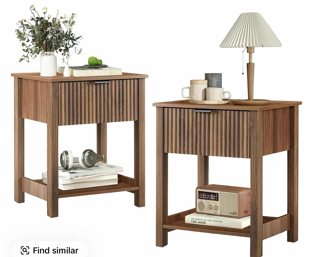 Set of 2 Nightstand Bedside Table with Drawer