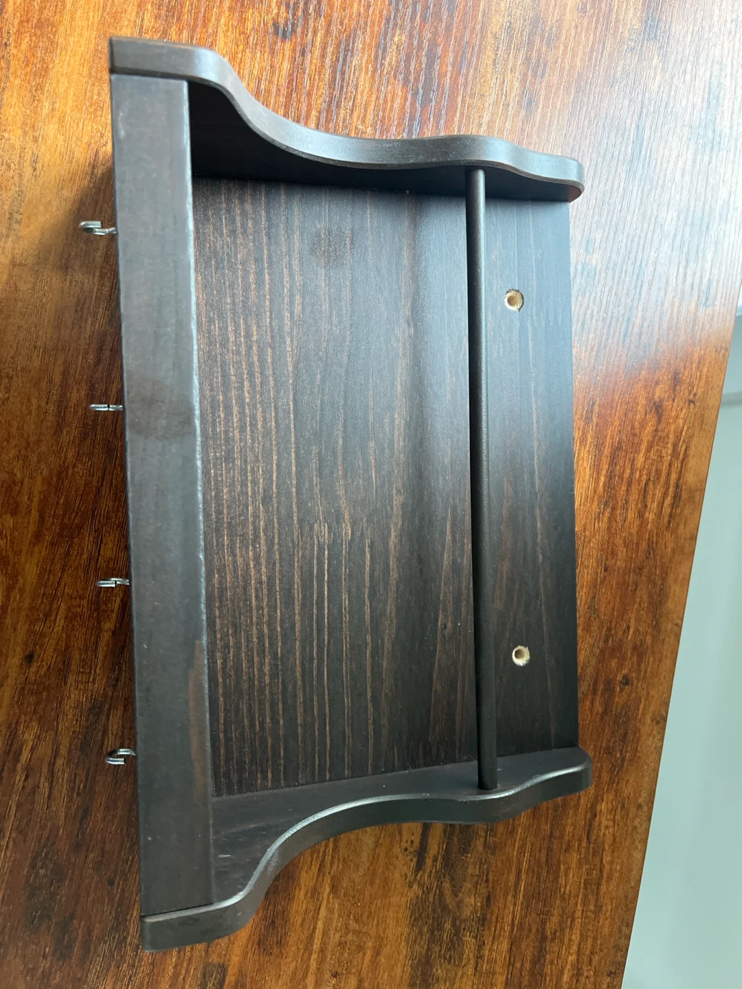 Wooden Wall Mounted Shelf with Hooks - photo 2