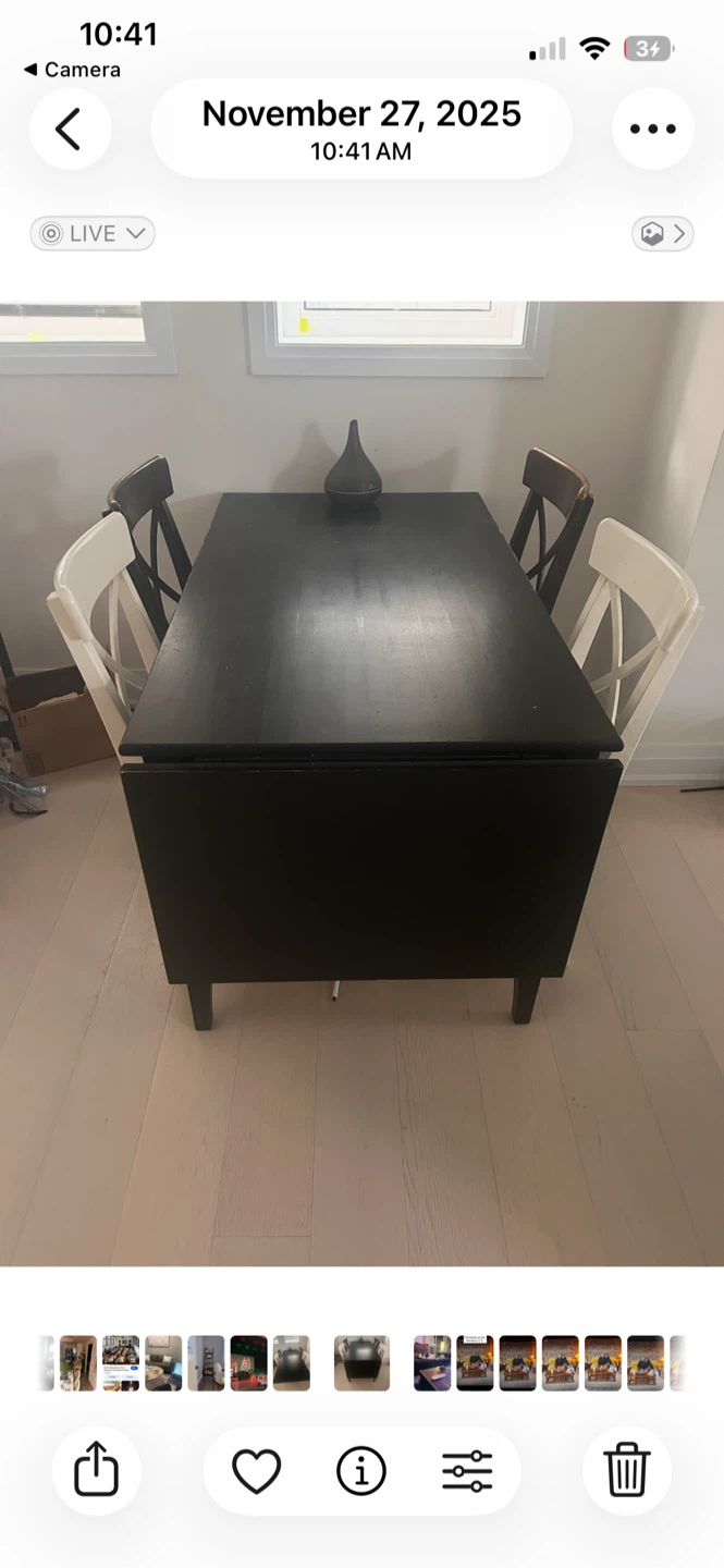 Table and 4 IKEA wood chairs - photo 2