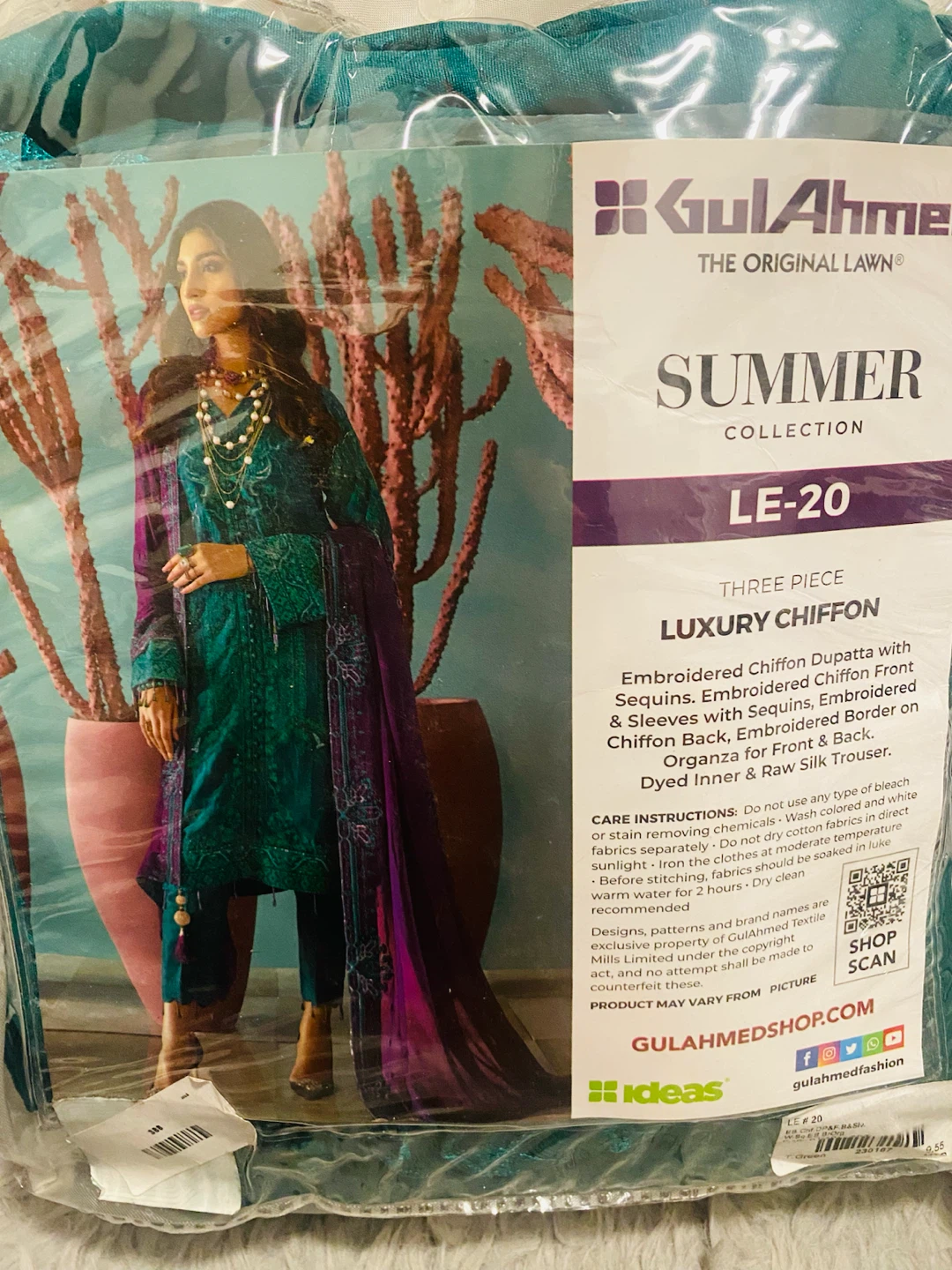 New (Unstitched) Gul Ahmed Luxury Chiffon 3 Piece Suit LE-20