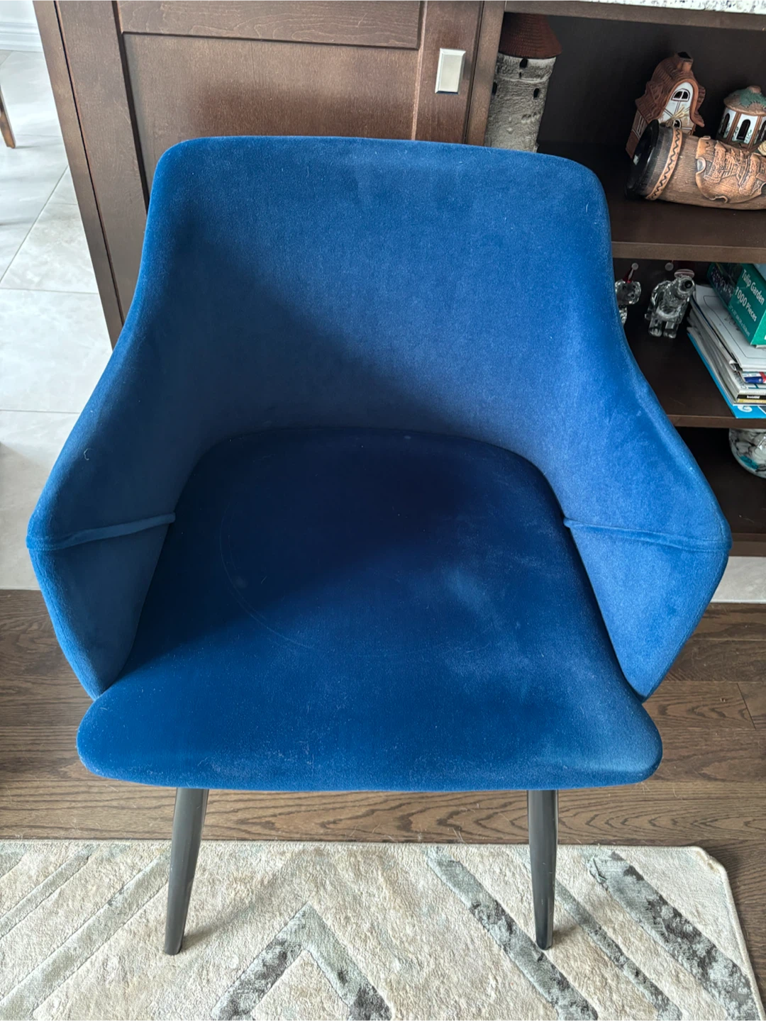 Navy Blue Velvet Armchair - photo 2