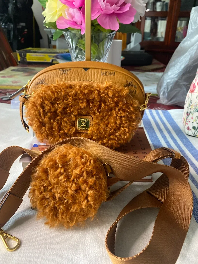 MCM Visetos Mini Crossbody Bag with Fur Pouch