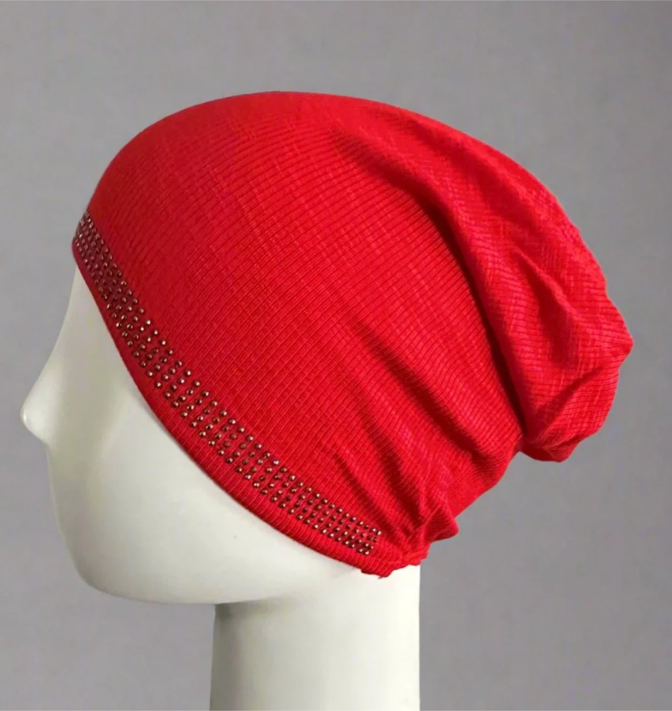 Red Beanie with Rhinestone Embellishment - photo 2